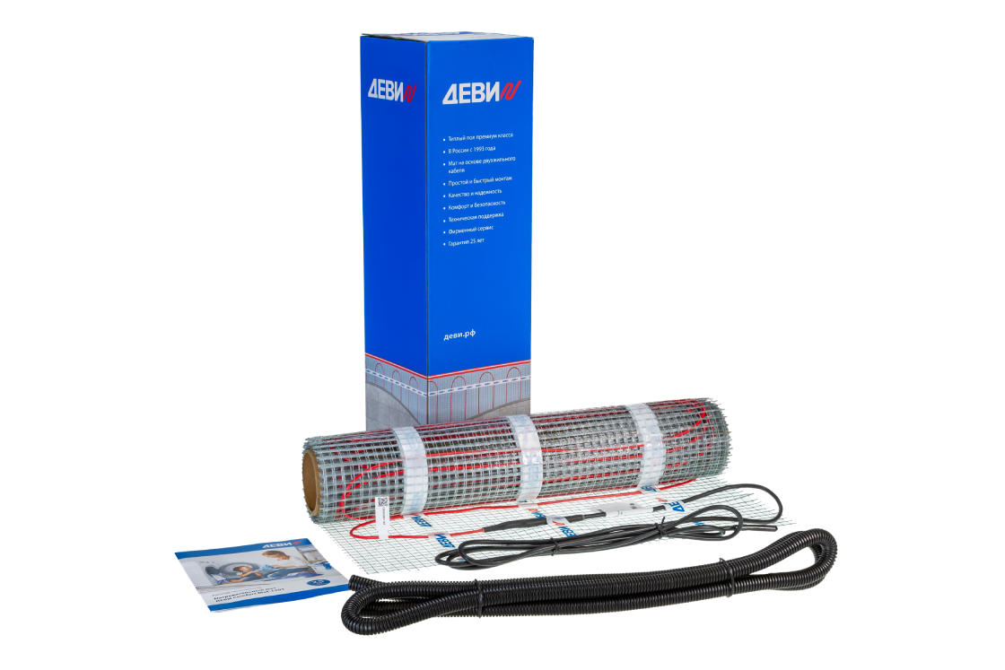 Мат ДЕВИ Comfort Mat-150T box&manual.png | ДЕВИ Comfort Mat-150T (Комфорт Мат-150Т) — двухжильные нагревательные маты для теплого пола под плитку | официальный сайт Danfoss Россия