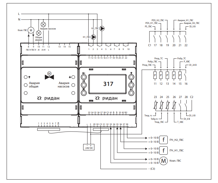 shema-electricheskih-podklucheniy.PNG | Контроллеры серии ECL-3R Ридан | официальный сайт Danfoss Россия