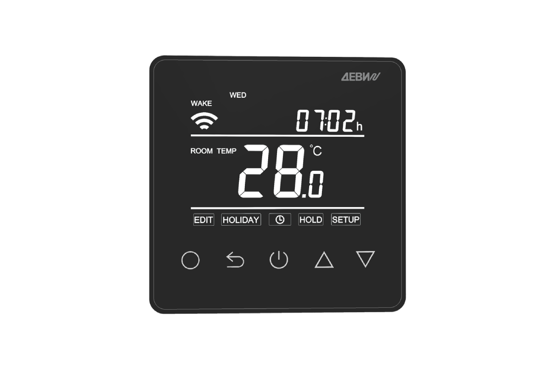 Терморегулятор ДЕВИ Prime c Wi-Fi черный_140F1143R (1).png | Программируемый терморегулятор ДЕВИ Prime | официальный сайт Danfoss Россия