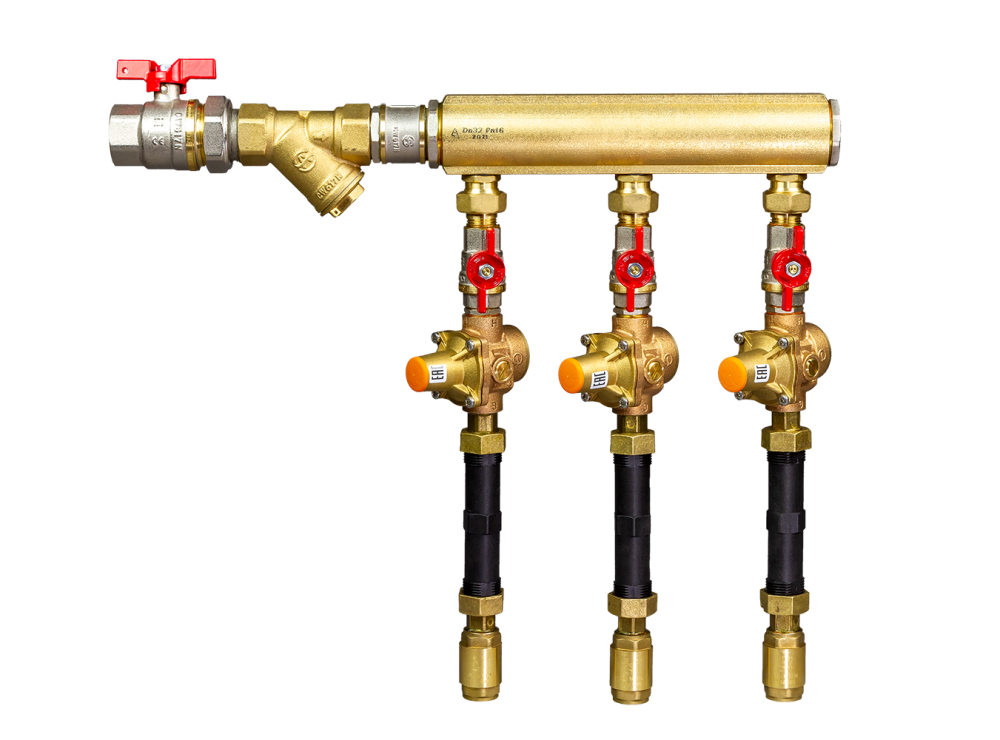 foto_wdu_travl.png | Узлы распределительные этажные для систем водоснабжения WDU.3R Ридан (коллекторы из латуни) | официальный сайт Danfoss Россия