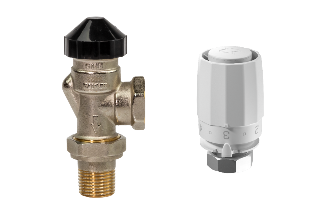 013 5.png | Комплект для двухтрубной системы отопления для радиаторов или конвекторов отопления с боковым подключением: клапан терморегулирующий 013G7048R (Ду15, угловой) + термостатический элемент 013G8001R (присоединение М30х1,5) | официальный сайт Danfoss Россия