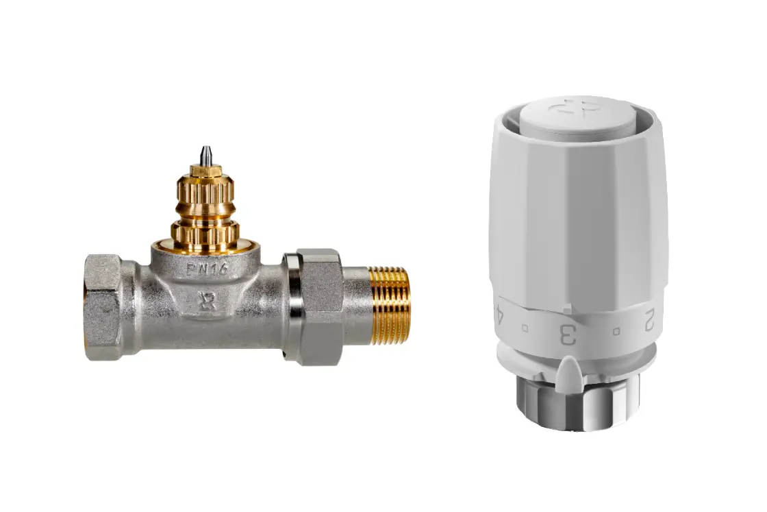 Комплект для однотрубной системы отопления для радиаторов или конвекторов отопления с боковым подключением: клапан терморегулирующий TR-G 013G9026R (Ду20, прямой) + термоэлемент с присоединением RA TR 013G8000R